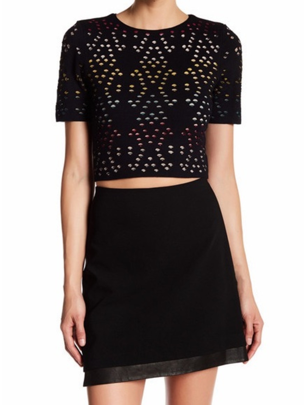 Alice + Olivia mini skirt with leather trim small